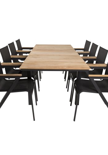 VENTURE DESIGN Mexico havestol, m. armln - natur teaktr, sort textilene og aluminium