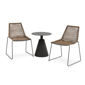 Maui cafést, m. 1 bord og 2 stole - rattan flet og antracitgr metal