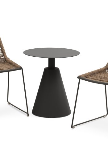 Maui cafést, m. 1 bord og 2 stole - rattan flet og antracitgr metal