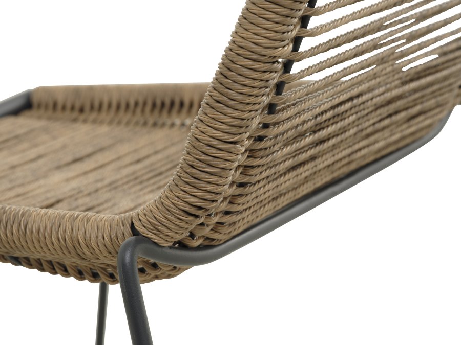 Maui cafést, m. 1 bord og 2 stole - rattan flet og antracitgr metal