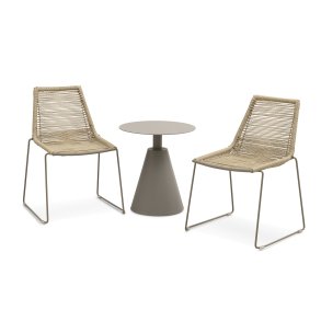Maui cafést, m. 1 bord og 2 stole - rattan flet og stone gr metal