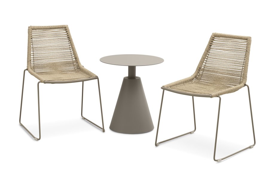 Maui cafést, m. 1 bord og 2 stole - rattan flet og stone gr metal