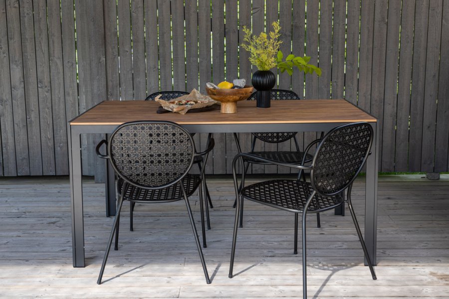 VENTURE DESIGN Break havebord, rektangulr - natur polywood og sort aluminium (90x150)