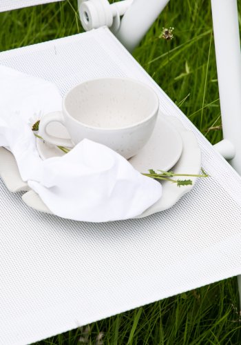 VENTURE DESIGN Break havestol, m. armln og 5-position - hvid textilene og aluminium