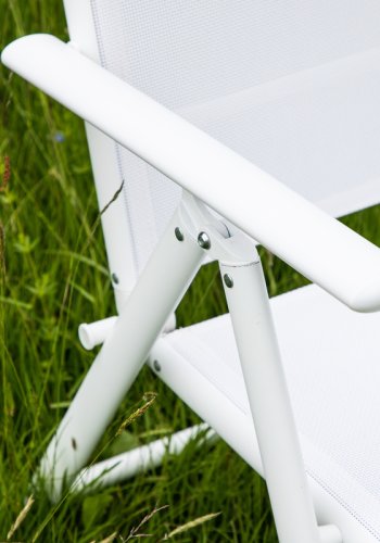 VENTURE DESIGN Break havestol, m. armln og 5-position - hvid textilene og aluminium