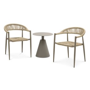 Trinidad cafést, m. 1 bord og 2 stole - rattan flet og stone gr aluminium