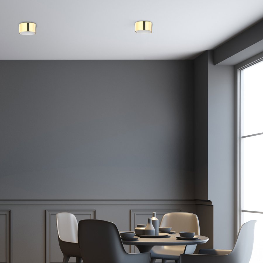 TK Dallas loftlampe, rund - guld metal