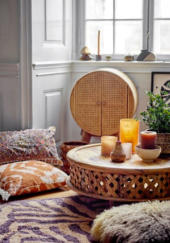 BLOOMINGVILLE Pansy Pude, Brun, Lammeskind Tibetansk W: 50cm, L: 50cm