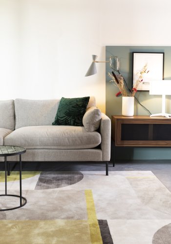 ZUIVER Hilton gulvtppe, m. mnster - gr og gul decolan (160x230)