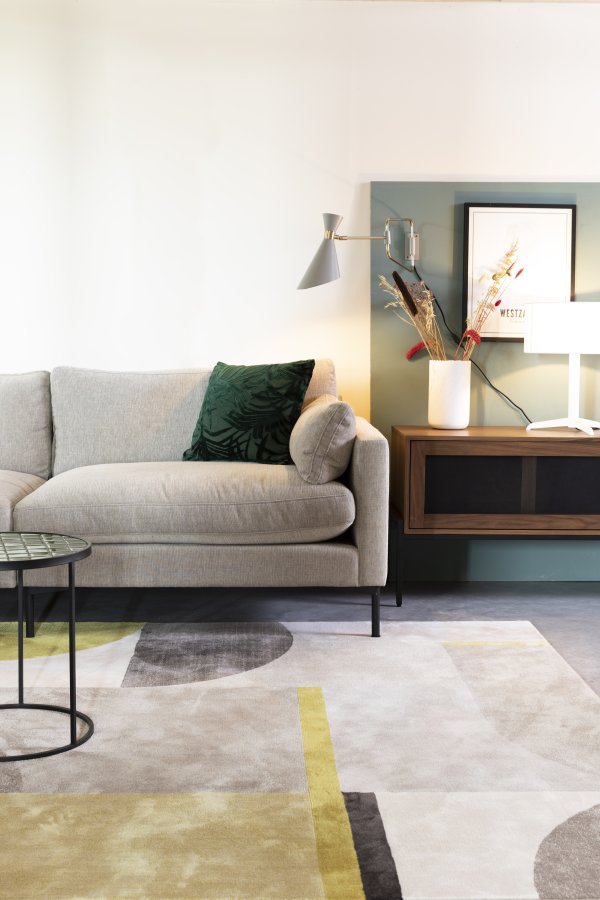 ZUIVER Hilton gulvtppe, m. mnster - gr og gul decolan (160x230)