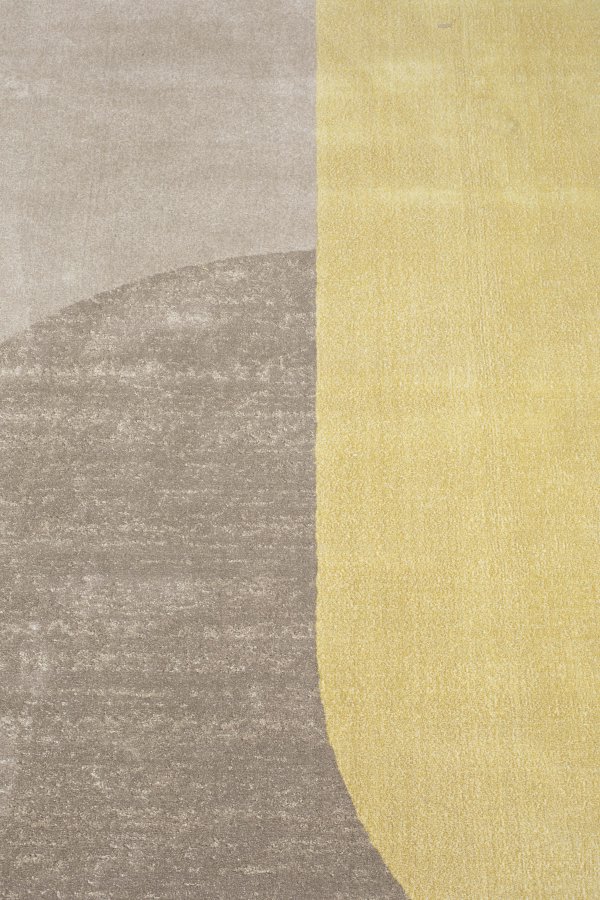 ZUIVER Hilton gulvtppe, m. mnster, rund - gr og gul decolan (240)