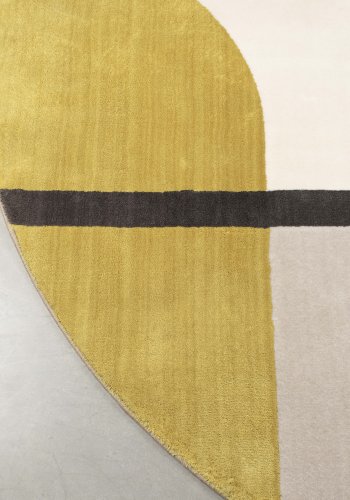 ZUIVER Hilton gulvtppe, m. mnster, rund - gr og gul decolan (240)