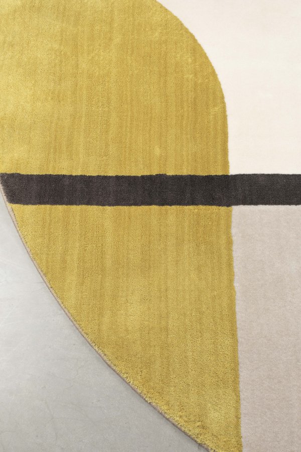 ZUIVER Hilton gulvtppe, m. mnster, rund - gr og gul decolan (240)