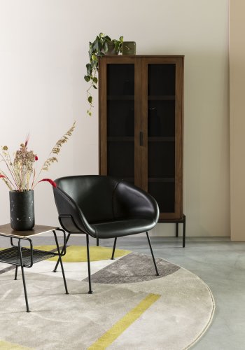 ZUIVER Hilton gulvtppe, m. mnster, rund - gr og gul decolan (240)