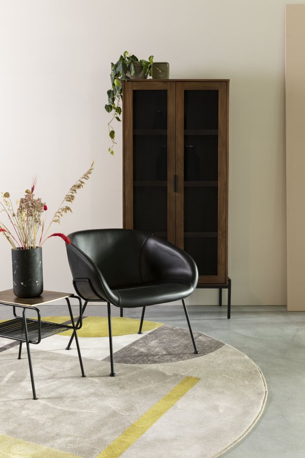 ZUIVER Hilton gulvtppe, m. mnster, rund - gr og gul decolan (240)