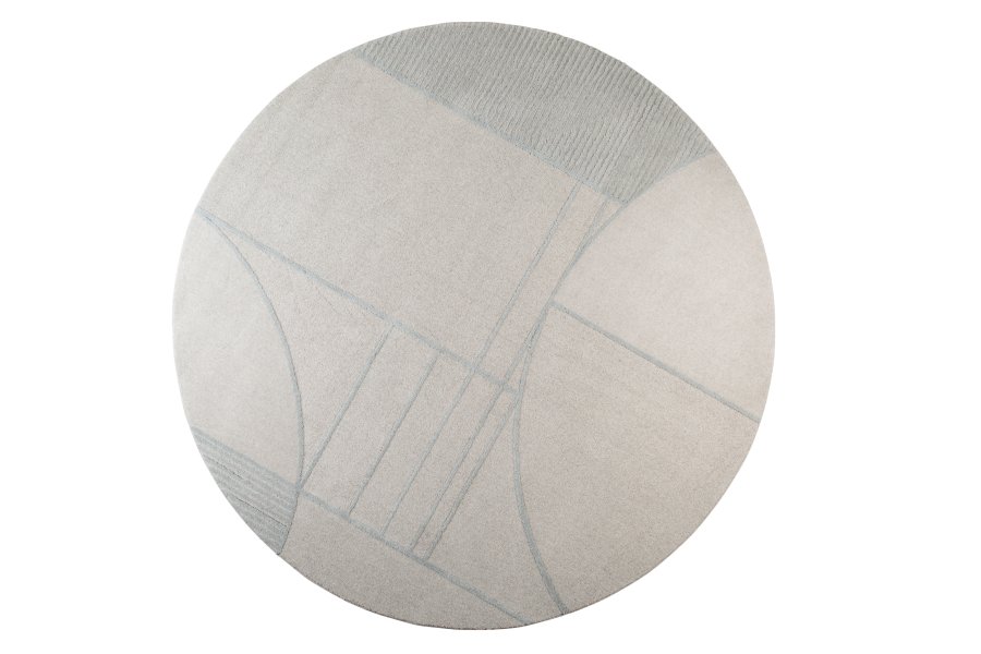 ZUIVER Bliss gulvtppe, m. mnster, rund - gr bl uld (240)