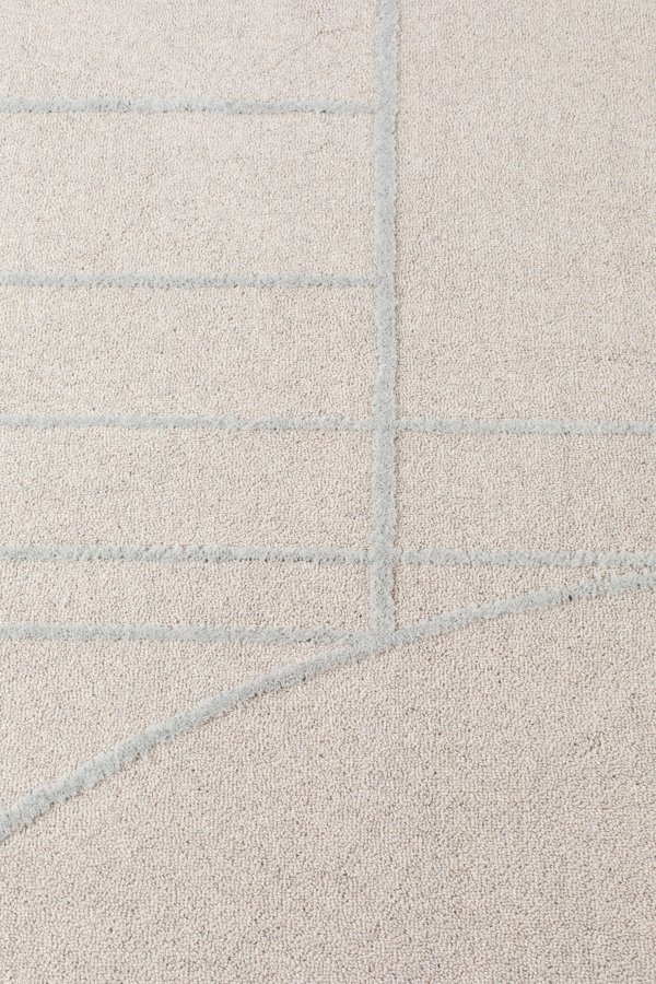 ZUIVER Bliss gulvtppe, m. mnster, rund - gr bl uld (240)