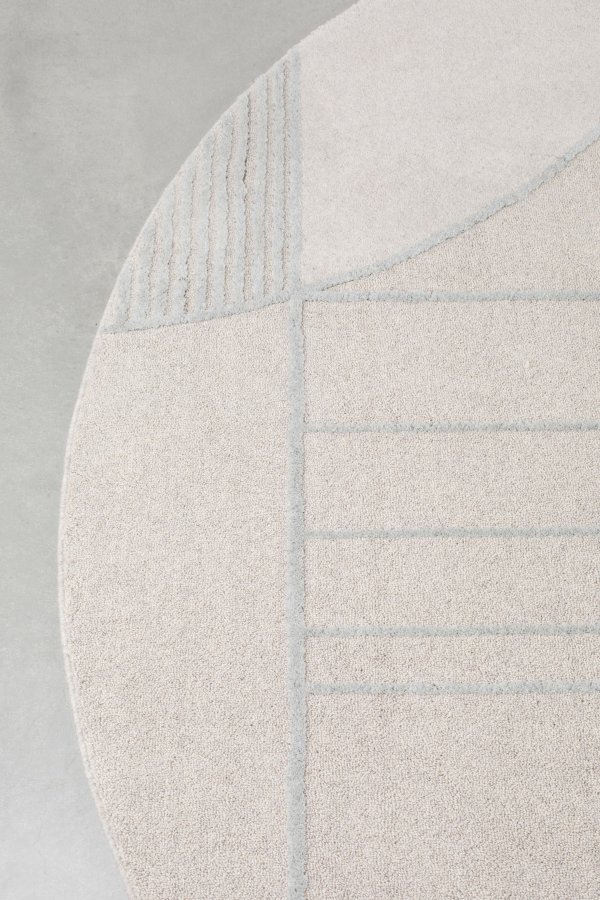 ZUIVER Bliss gulvtppe, m. mnster, rund - gr bl uld (240)