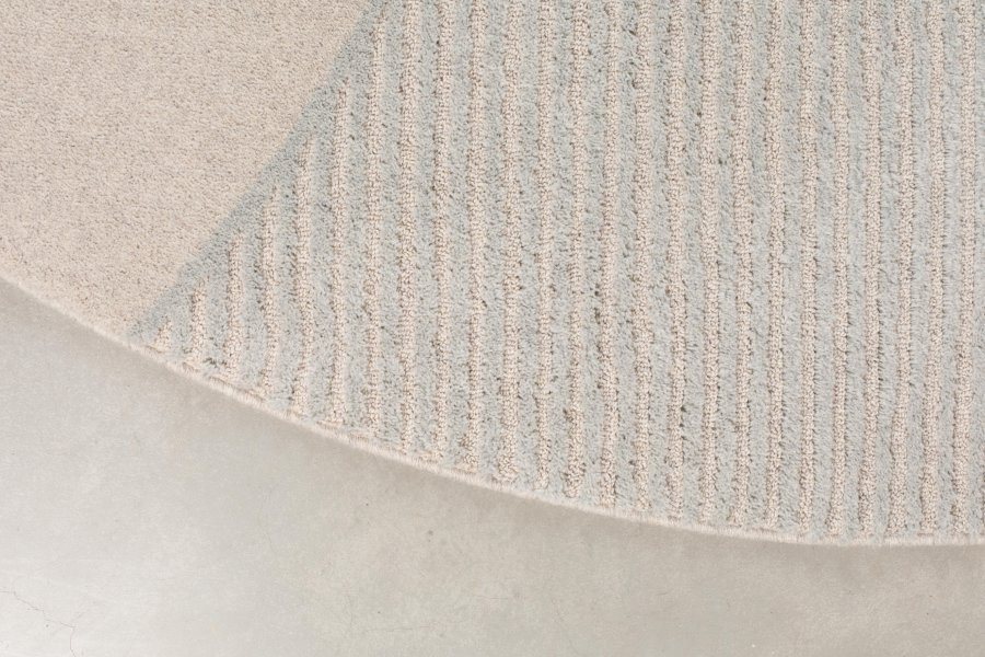 ZUIVER Bliss gulvtppe, m. mnster, rund - gr bl uld (240)