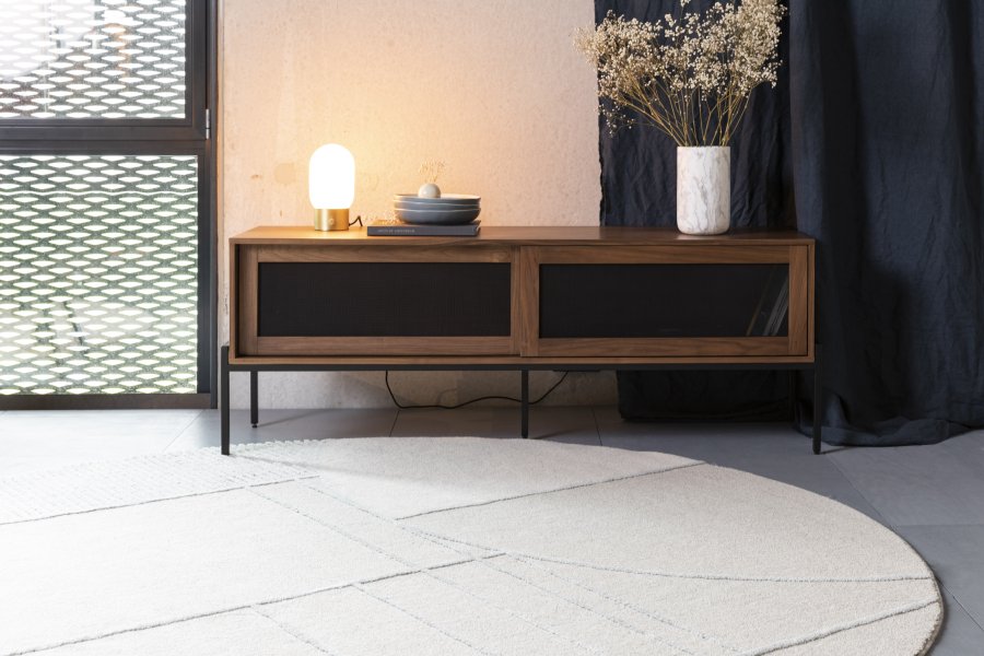 ZUIVER Bliss gulvtppe, m. mnster, rund - gr bl uld (240)