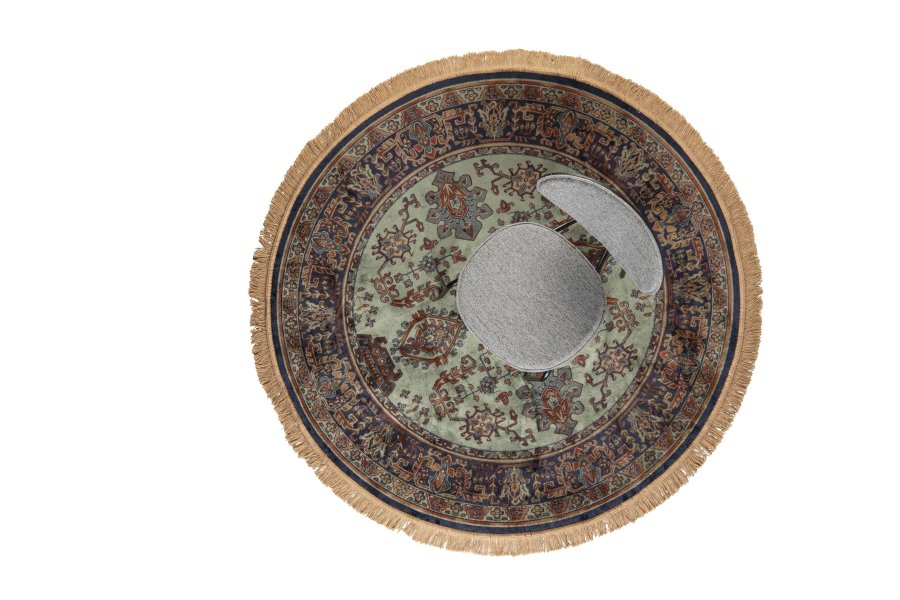 WHITE LABEL LIVING Raz gulvtppe, rund - grn og multifarvet viskose (160)