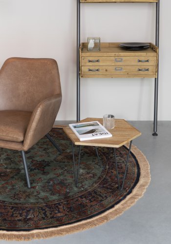 WHITE LABEL LIVING Raz gulvtppe, rund - grn og multifarvet viskose (160)