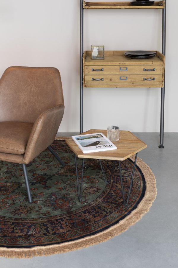 WHITE LABEL LIVING Raz gulvtppe, rund - grn og multifarvet viskose (160)