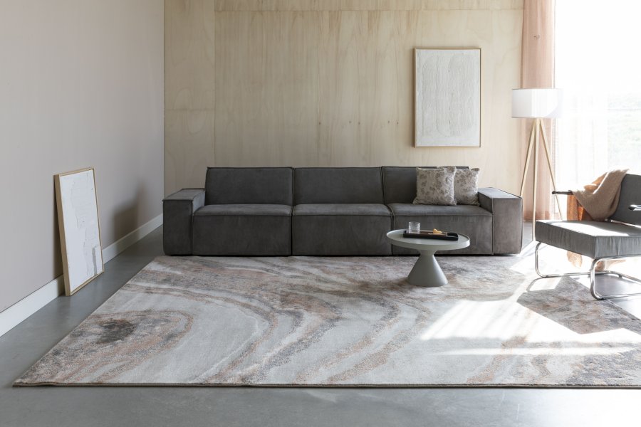 ZUIVER Solar gulvtppe, m. mnster, rektangulr - gr og terra decolan (200x290)