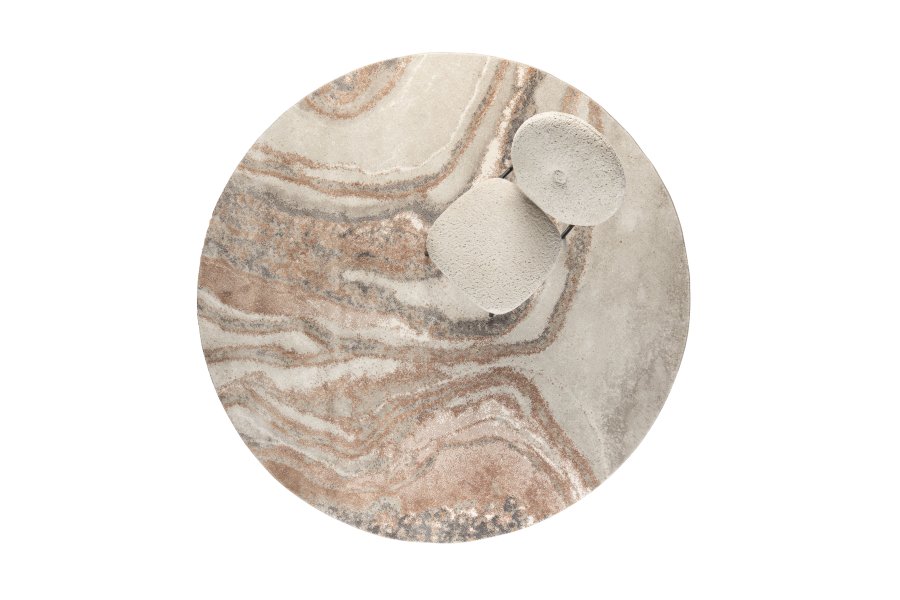 ZUIVER Solar gulvtppe, m. mnster, rund - gr og terra decolan (200)