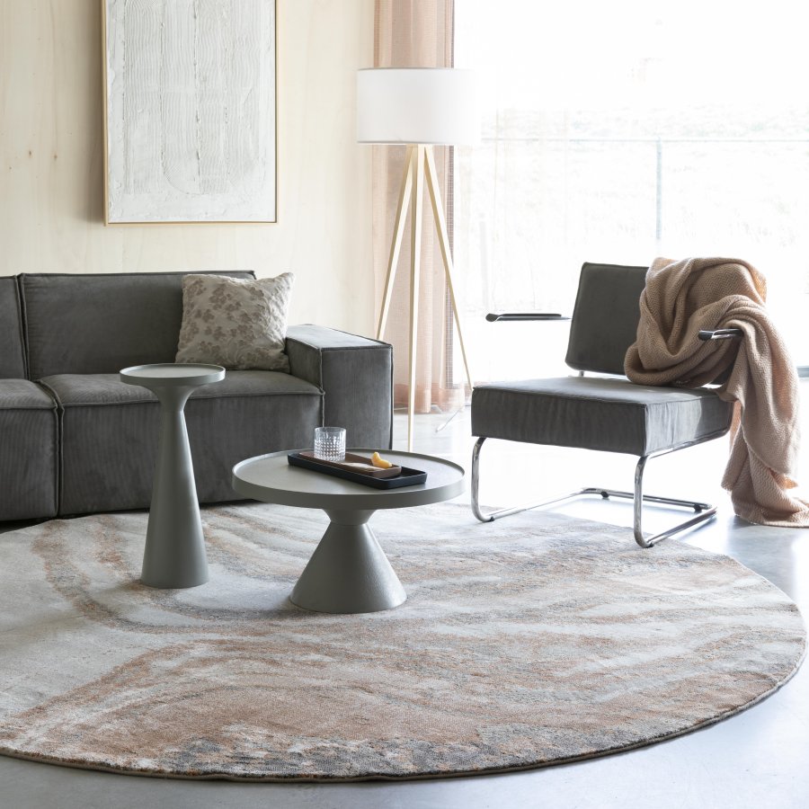 ZUIVER Solar gulvtppe, m. mnster, rund - gr og terra decolan (200)