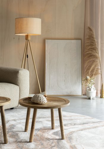 ZUIVER Solar gulvtppe, m. mnster, rund - gr og terra decolan (200)