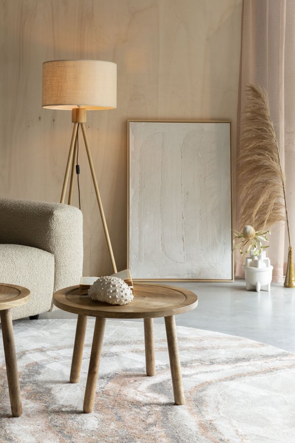 ZUIVER Solar gulvtppe, m. mnster, rund - gr og terra decolan (200)