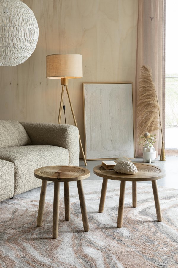 ZUIVER Solar gulvtppe, m. mnster, rund - gr og terra decolan (200)