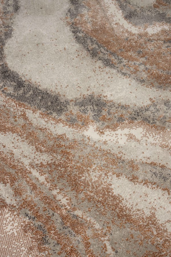 ZUIVER Solar gulvtppe, m. mnster, rund - gr og terra decolan (240)