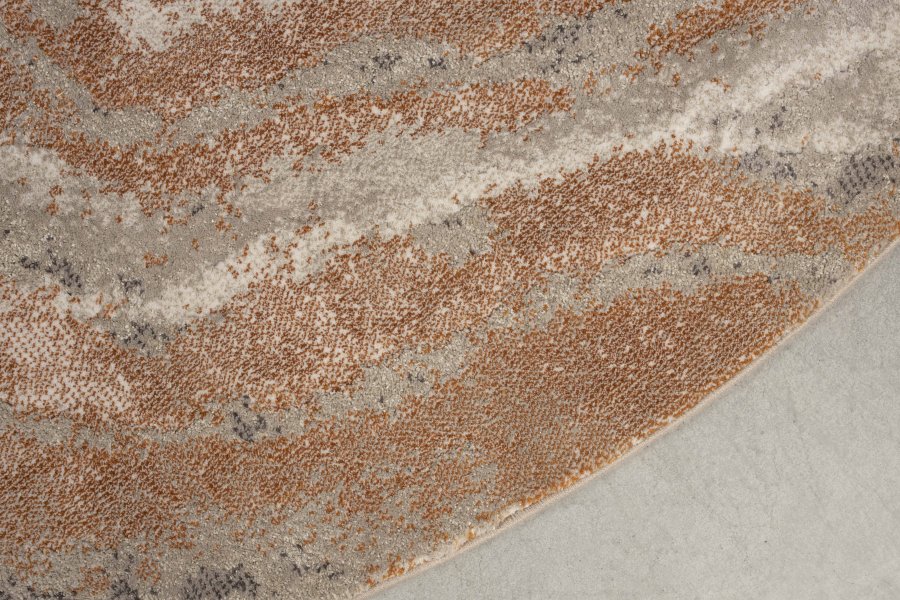 ZUIVER Solar gulvtppe, m. mnster, rund - gr og terra decolan (240)