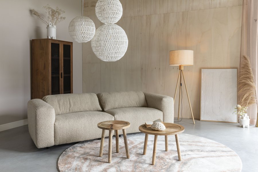 ZUIVER Solar gulvtppe, m. mnster, rund - gr og terra decolan (240)