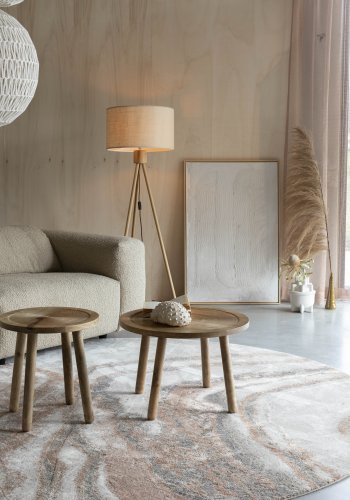 ZUIVER Solar gulvtppe, m. mnster, rund - gr og terra decolan (240)