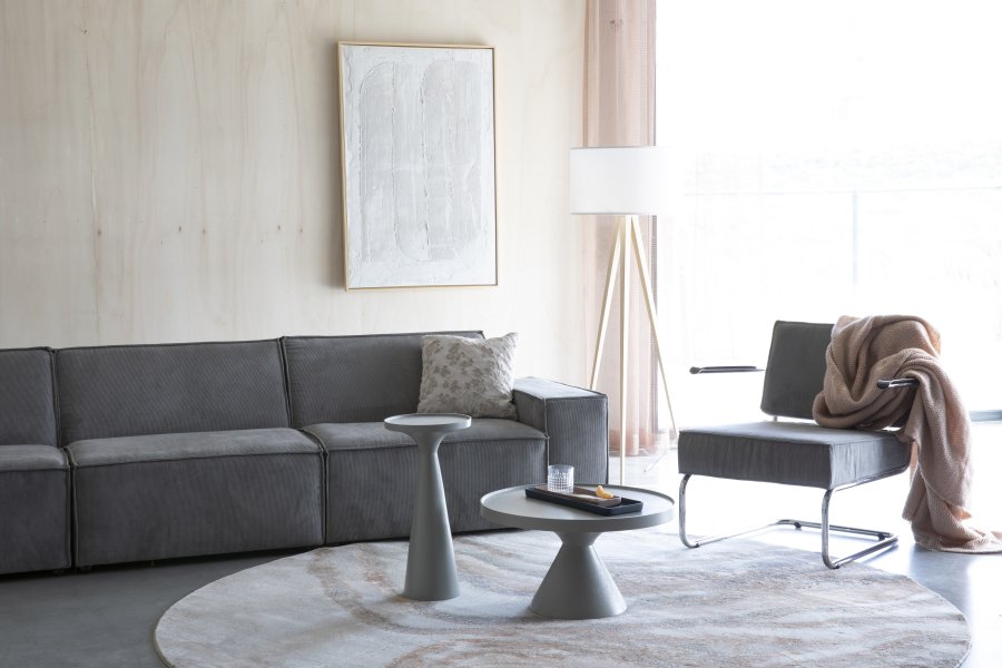 ZUIVER Solar gulvtppe, m. mnster, rund - gr og terra decolan (240)