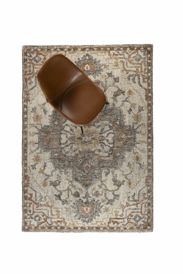 DUTCHBONE Amori gulvtppe, rektangulr - gr og mursten polyester og uld (160X230)