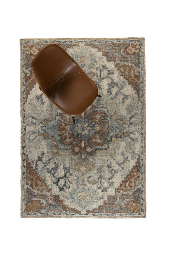 DUTCHBONE Amori gulvtppe, rektangulr - bl og mursten polyester og uld (160X230)