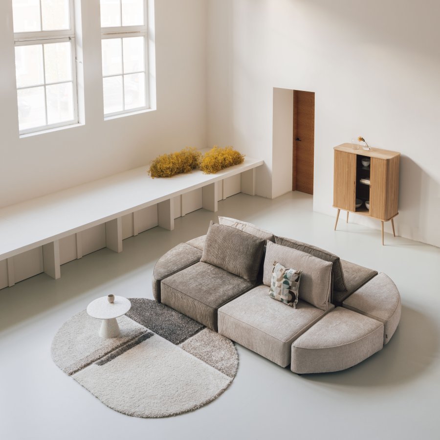 ZUIVER Zest gulvtppe, m. mnster, oval - gr uld (160x230)