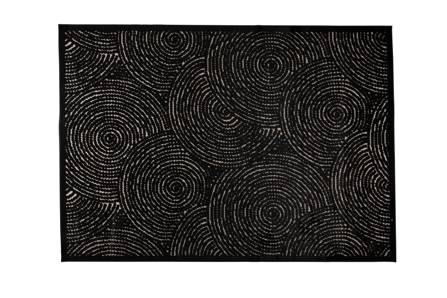 DUTCHBONE Dots gulvtppe, rektangulr - sort polyester, viskose, linned (200X300)