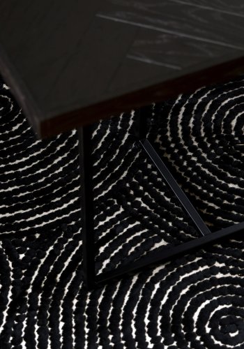 DUTCHBONE Dots gulvtppe, rektangulr - sort polyester, viskose, linned (200X300)