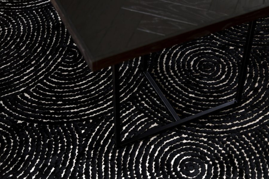 DUTCHBONE Dots gulvtppe, rektangulr - sort polyester, viskose, linned (200X300)