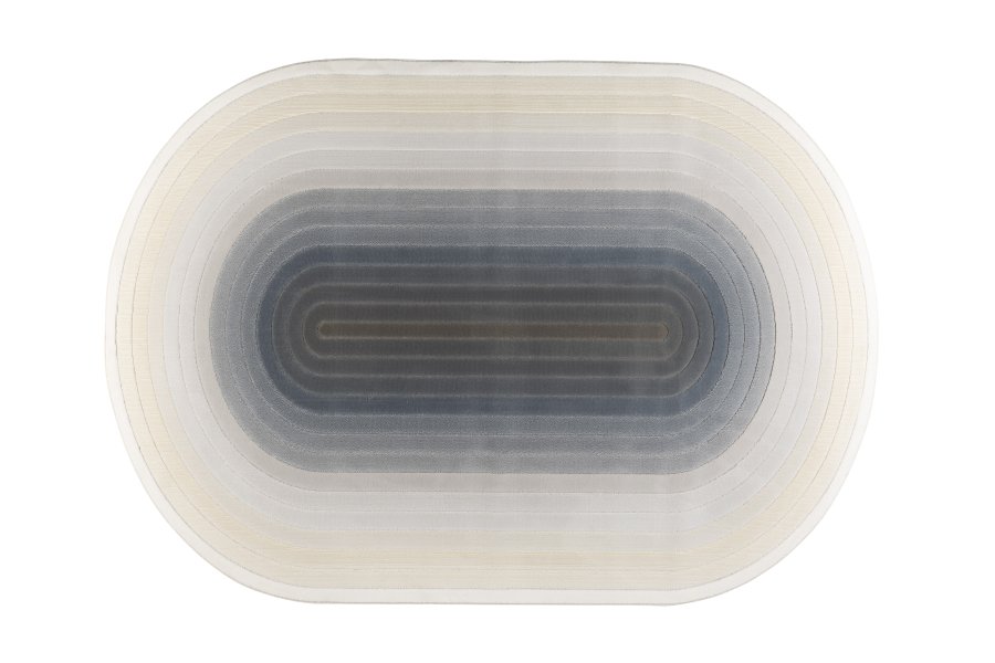 ZUIVER Olympic gulvtppe, m. mnster, oval - bl decolan (200x290)