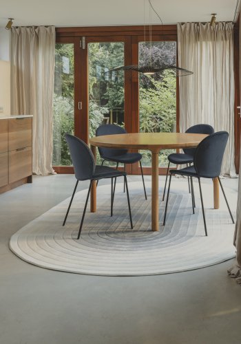 ZUIVER Olympic gulvtppe, m. mnster, oval - bl decolan (200x290)