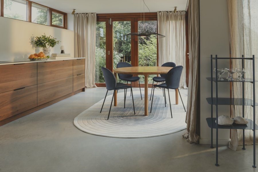 ZUIVER Olympic gulvtppe, m. mnster, oval - bl decolan (200x290)