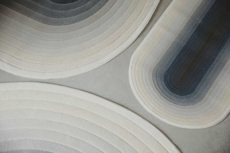 ZUIVER Olympic gulvtppe, m. mnster, oval - bl decolan (67x245)