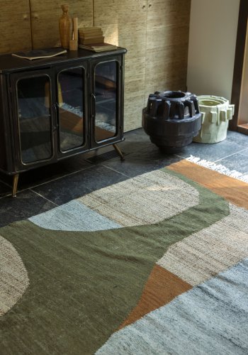 DUTCHBONE Pavillon gulvtppe, rektangulr - brun og multifarvet uld (160x230)