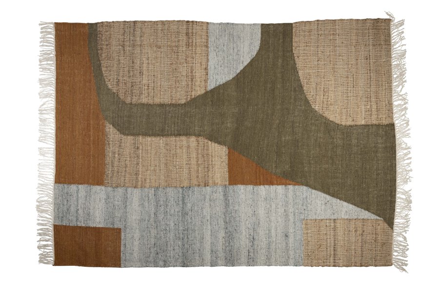 DUTCHBONE Pavillon gulvtppe, rektangulr - brun og multifarvet uld (200x300)